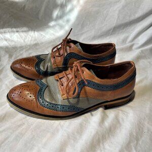 Mona flying Women's size 37 Leather Perforated Oxfords Wingtip Derby Shoe